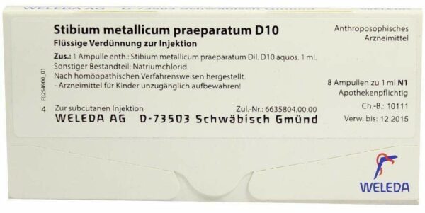 Weleda Stibium metallicum praeparatum D10 8 x 1 ml Ampullen