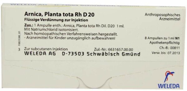 Weleda Arnica Planta tota Rh D20 8 x 1 ml Ampullen