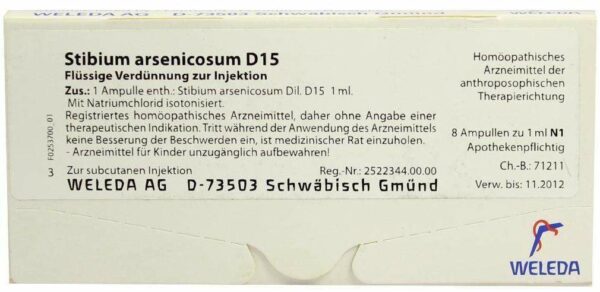 Weleda Stibium arsenicosum D15 8 x 1 ml Ampullen