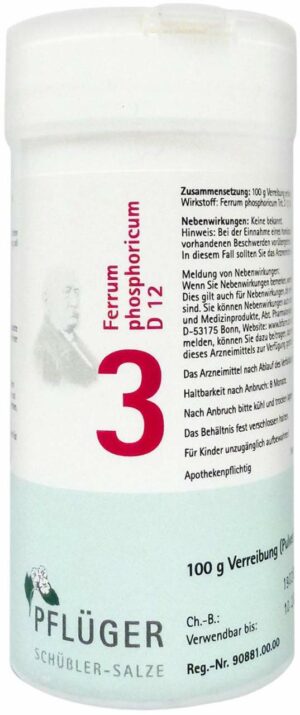 Biochemie Pflüger 3 Ferrum Phosphoricum D 12 100 G Pulver